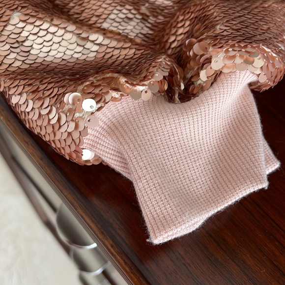 NWT ROSE GOLD SEQUIN BOMBER JACKET SIZE L - Picture 7 of 8